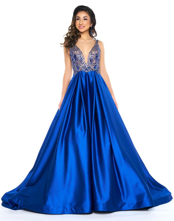 Mac Duggal Black White Red - 66182 Embellished Plunging Ballgown