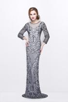 Primavera Couture - Long Fitted Sequined Dress 1749