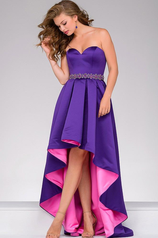 Jovani - High Low Strapless Sweetheart Neck Dress 45170