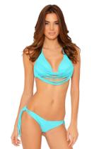 Del Mar Swimwear - Aurora Strings Triangle Bikini Top In Aruba Blue