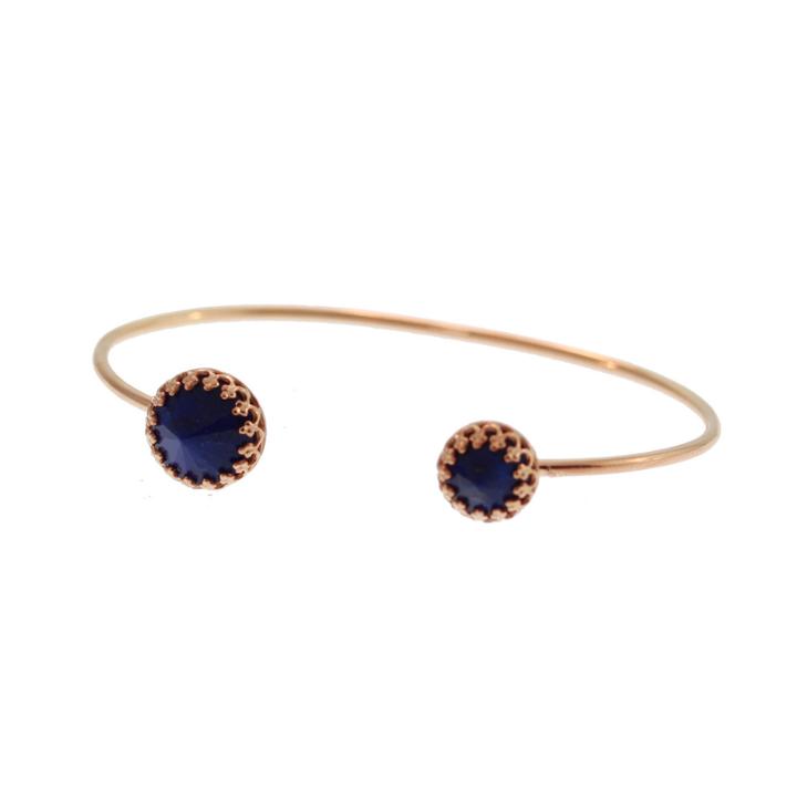 Heather Hawkins - Splendor Spike Cut Bangle - Lapis / Rose Gold