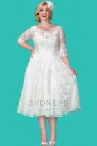 Sydney's Closet - Lace Long Dress With Quarter Length Sleeves Sc5212