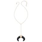 Heather Hawkins - Bar Chain Y Necklace - Black Double Horn