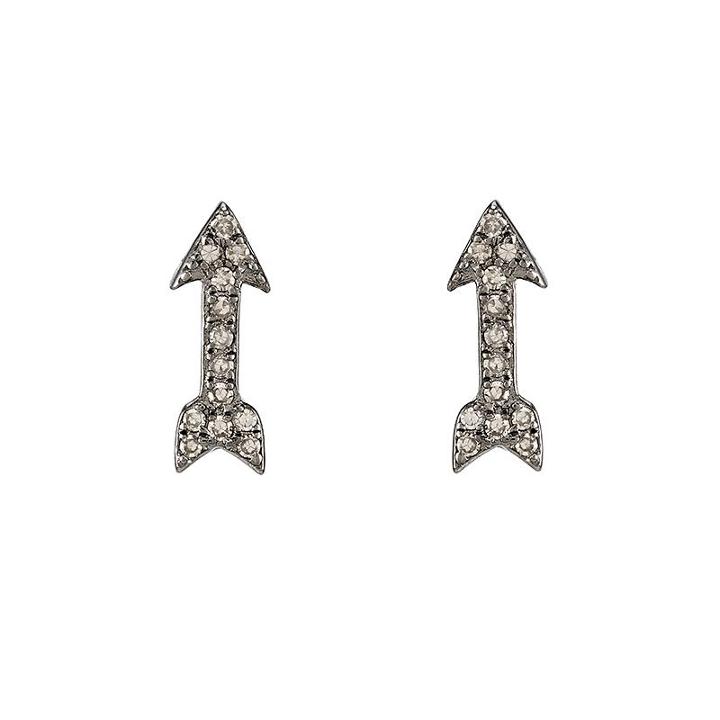 Ashley Schenkein Jewelry - Brooklyn Diamond Rhodium Arrow Earrings