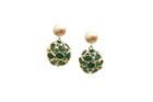Tresor Collection - Emerald Origami Sphere Ball Earring In 18k Yellow Gold