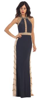 May Queen - Sequined Sleeveless With Back Cutout Jersey Dress Rq7311