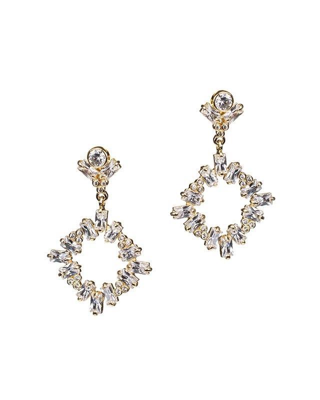 Cz By Kenneth Jay Lane - Baguette Open Circle Earrings