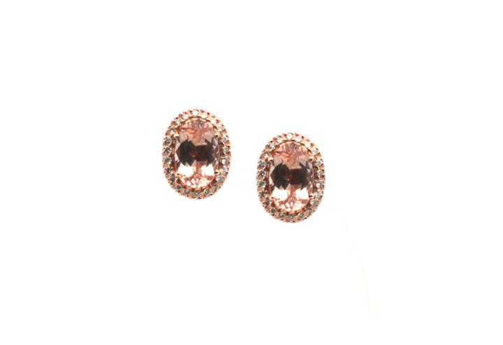 Tresor Collection - Morganite & Diamond Studs Earring In 18kt Yellow Gold