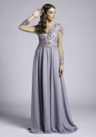 Lara Dresses - 33595 Beaded Lace Illusion Bateau A-line Dress