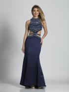 Dave & Johnny - A6512 High Halter Neck Beaded Mermaid Gown