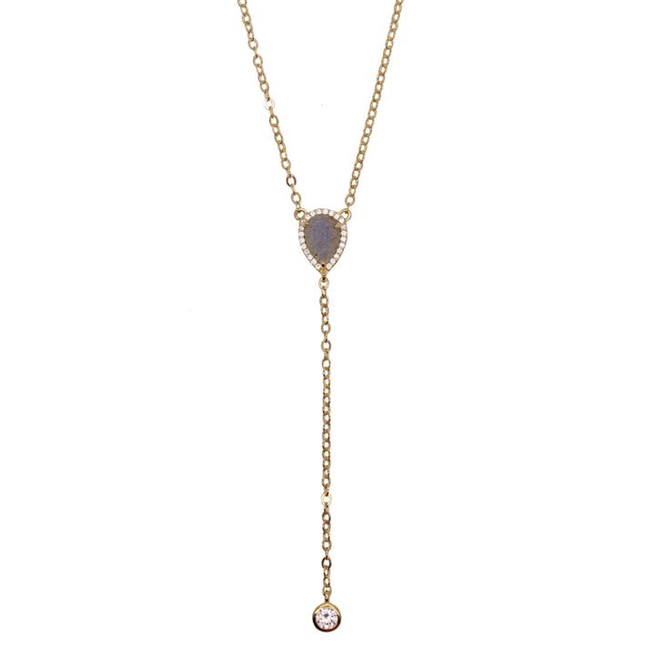 Rachael Ryen - Teardrop Pave Lariat Necklace Labradorite