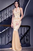 Baccio Couture - Ericka - 2789 Painted Long Mesh Dress