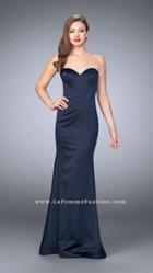La Femme - Tuck-sculpted Satin Sweetheart Long Evening Gown 23197