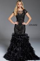 Jovani - 51660 Beaded Lace Ruffled Mermaid Dress