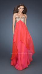 La Femme - Layered Long Dress With Embellished Bodice 18774