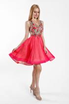 Terani Couture - 1721h4575 Floral Illusion Bateau A-line Dress