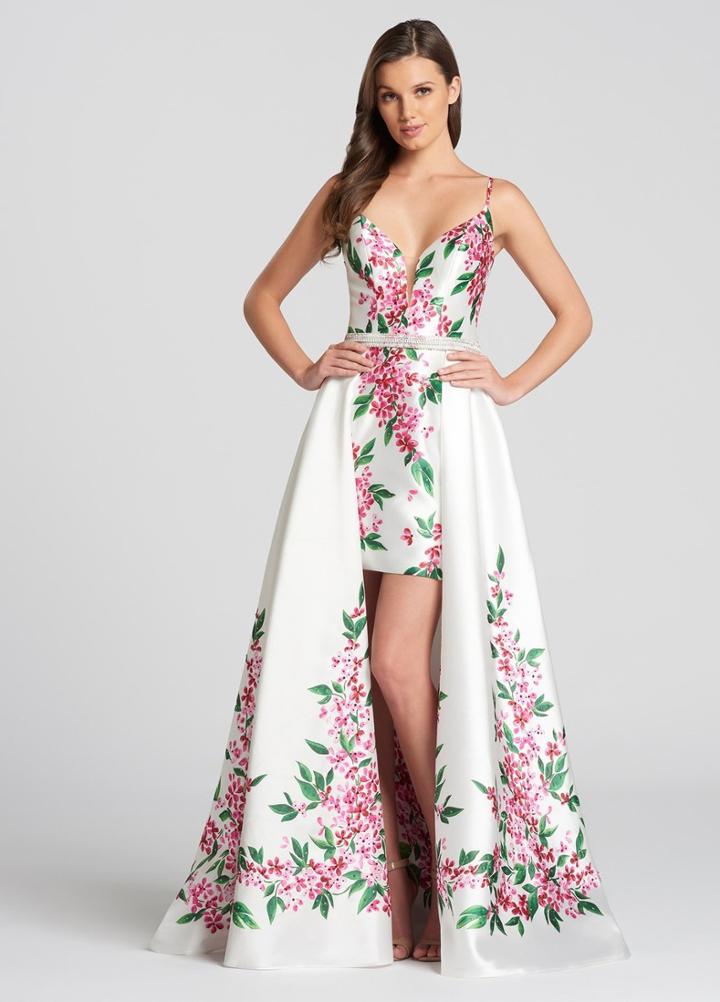 Ellie Wilde - Ew118090 Beaded Deep V-neck Sheath Dress