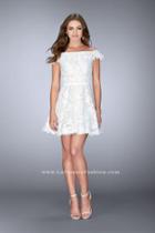 La Femme - Off Shoulder Floral Lace Dress In White 23361