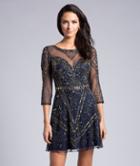 Lara Dresses - 33151 Beaded Quarter Length Sleeve A-line Dress