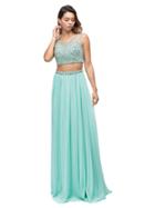 Two-piece Shimmering Beaded Bodice A-line Dress