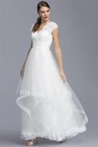 Aspeed - L2062 Embellished Lace V-neck A-line Prom Dress