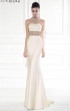 Tarik Ediz - Embellished Crisscross Halter Strap Gown 92530