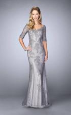 La Femme - 24866 Quarter Sleeve Embroidered Evening Gown