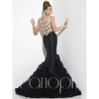 Panoply - Jeweled Neckline Richly Ruffled Mermaid Gown 14793