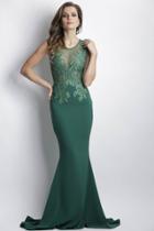 Baccio Couture - Yuri Painted Emerald Green Long Dress