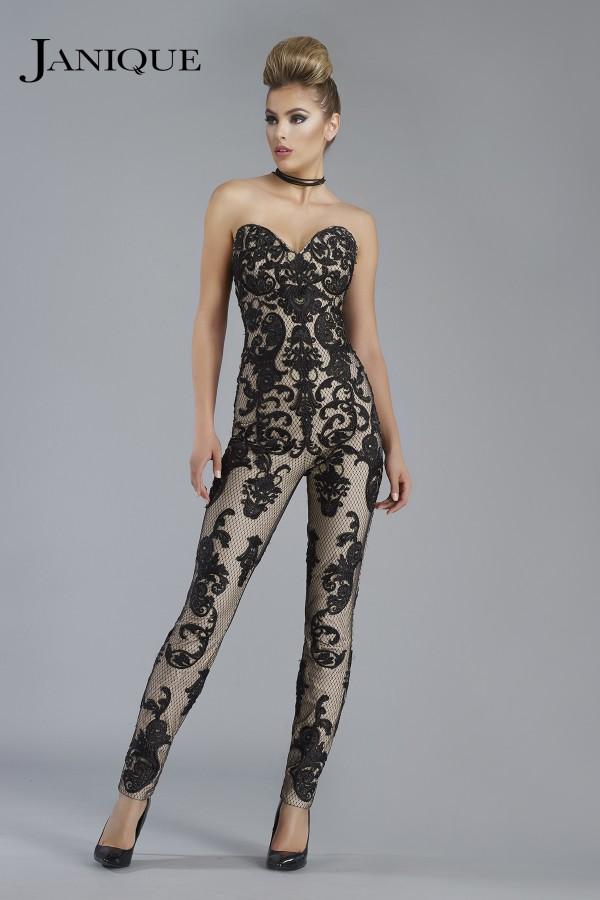 Janique - Beguiling Strapless Lace Jumpsuit K6561