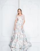 Terani Couture - 1811m6574 Strapless Floral Gown With Shawl