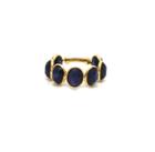 Tresor Collection - Blue Sapphire Faceted Oval Stackable Ring Band With Adjustable Shank In 18k Yellow Gold