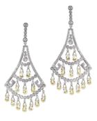 Cz By Kenneth Jay Lane - Canary Yellow Briolette Fan Pierced Earring