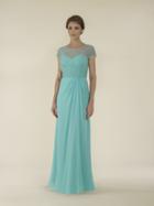 Rina Di Montella - Rd2430 Pearl Beaded Illusion Bateau Chiffon Gown