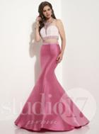 Studio 17 - Two-piece Crochet Lace Illusion Mermaid Gown 12609