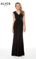 Alyce Paris - 27055 Surplice V Neck Cap Sleeves Evening Dress
