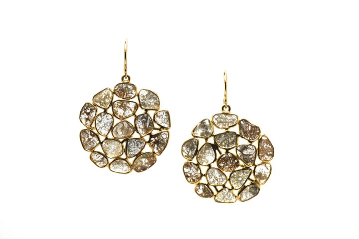 Tresor Collection - Diamond Slice Web Earrings In 18k Yellow Gold