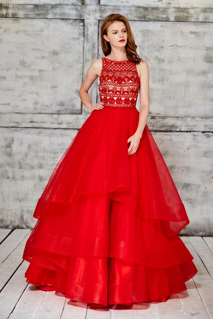 Angela & Alison - 71029 Sleeveless Tiered A-line Evening Gown