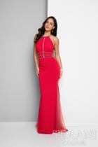 Terani Prom - Sexy Beaded Halter Neck Fit And Flare Jersey Gown 1715p2980