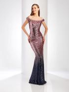 Clarisse - 3586 Off Shoulder Sequin Ombre Prom Dress