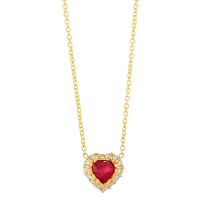 Logan Hollowell - Ruby Heart And Diamond Necklace