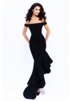 Tarik Ediz - 93311 Sleek Off-shoulder Ruffled Sheath Dress