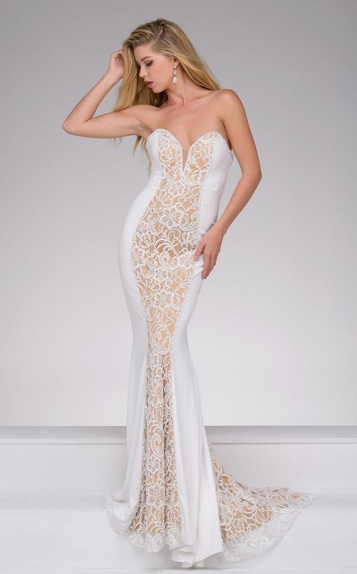 Jovani - 35182a Lace Sweetheart Sheath Dress