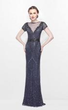 Primavera Couture - Romantic Embellished Bateau Illusion Sheath Gown 1741