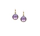 Tresor Collection - Amethyst Simple Round Dangle Earring In 18k Yellow Gold