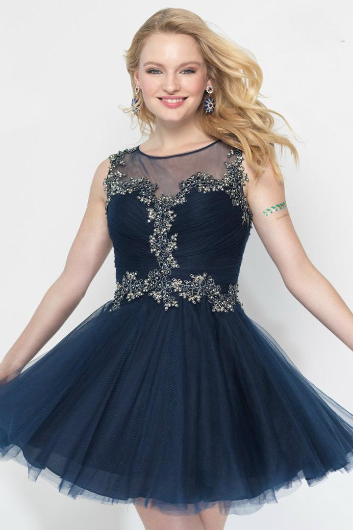 Alyce Paris - 3692 Short Dress In Navy Gold
