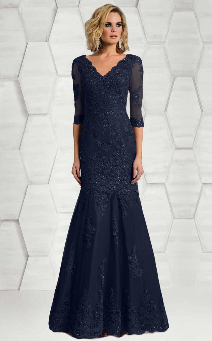 Feriani Couture - 18633 Lace V-neck Mermaid Dress
