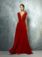 Beside Couture By Gemy - Bc1268 Ruched Plunging Cap Sleeves Dress