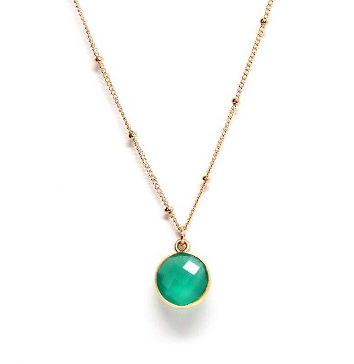 Rachael Ryen - Green Onyx Satellite Chain Petite Gemstone Pendant