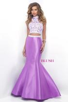 Blush - Two-piece Embellished High Neck Trumpet Gown 11280